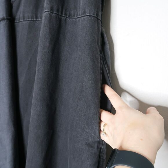 ASOS Womens Wrap Midi Dress Size 16 Black Gray Denim Preppy Minimalistic Classic - Picture 9 of 11